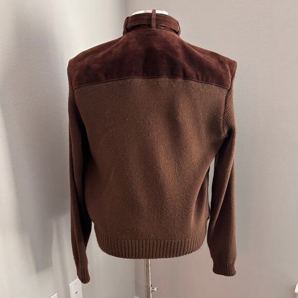 Vtg Repage Brown Suede Sweater Jacket Ladies XL Mens Medium Coat Grunge Retro - Picture 3 of 11